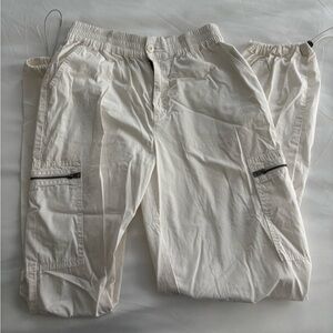 Forever 21 White Cargo Pants with Relaxed Fit